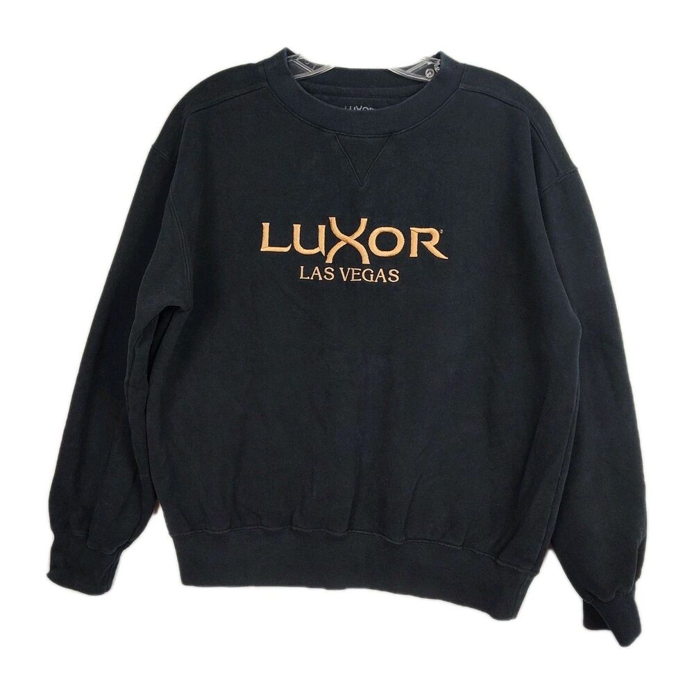 Luxor Las‎ Vegas Sweatshirt Women's S Black w/ Gold Embroidered Logo Pullover